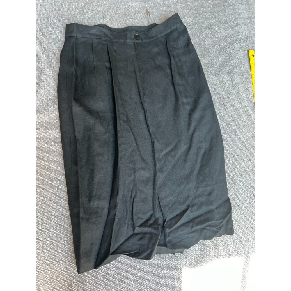Vtg Louis Féraud Pencil Skirt Womens 14 Black Pleated Lined High Waist Classic